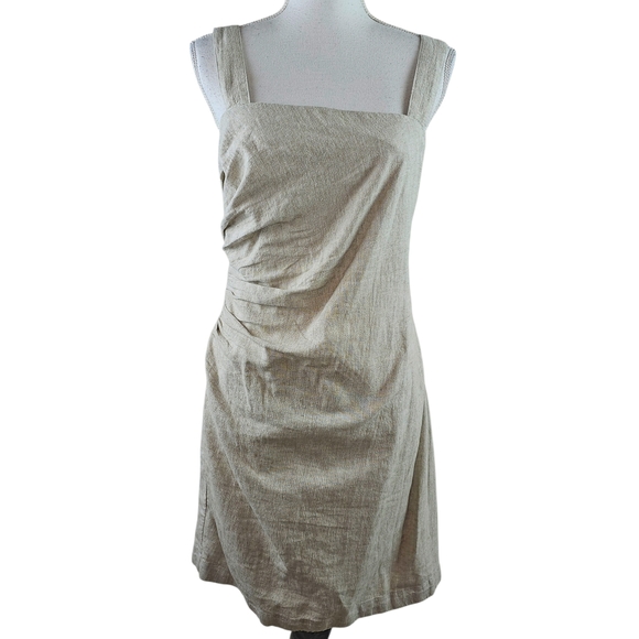 Abercrombie & Fitch Rouched Linen Square Neck Sun Dress In MT NWT - Picture 2 of 10